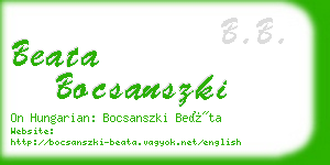 beata bocsanszki business card